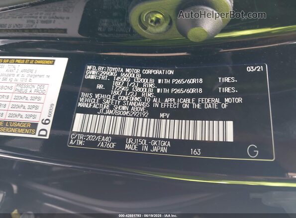 JTJAM7BXXM5292192 2021 LEXUS GX 460 Black ძრავის განყოფილების ხედი