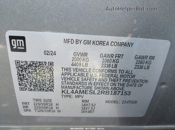 KL4AMESL2RB187153 2024 BUICK ENCORE Gray 