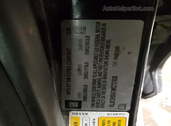 KL8CB6SA7MC737838 2021 CHEVROLET SPARK Black Widok naklejki z numerem VIN