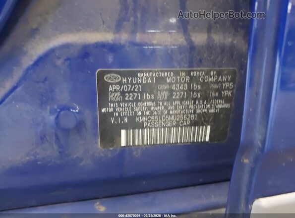 KMHC65LD5MU256281 2021 HYUNDAI IONIQ PLUG-IN HYBRID Blue 