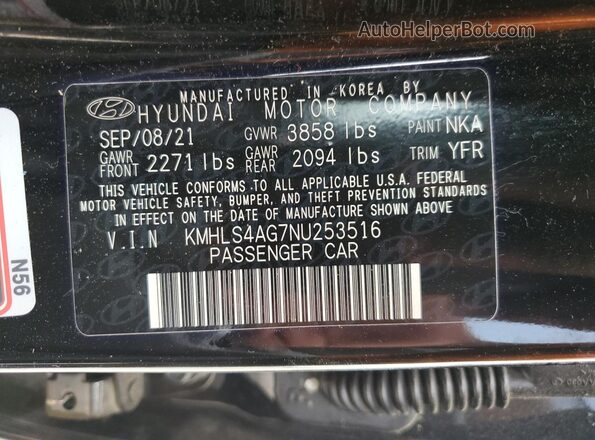 KMHLS4AG7NU253516 2022 HYUNDAI ELANTRA Black 
