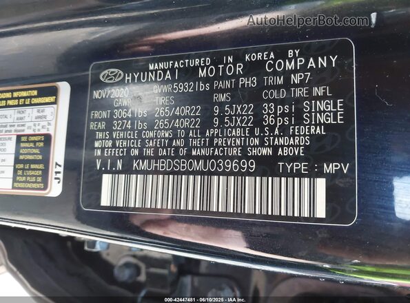 KMUHBDSB0MU039699 2021 GENESIS GV80 Black Engine compartment view