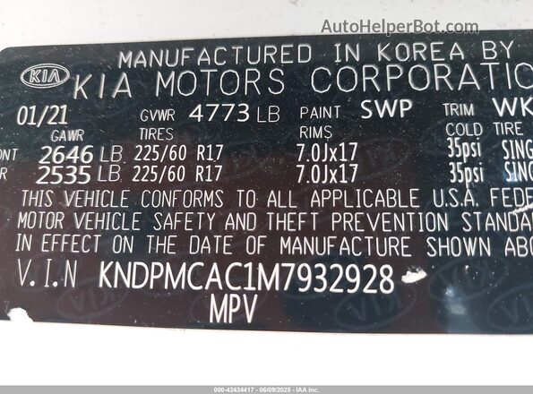 KNDPMCAC1M7932928 2021 KIA SPORTAGE White Շարժիչի բաժամունքի տեսք