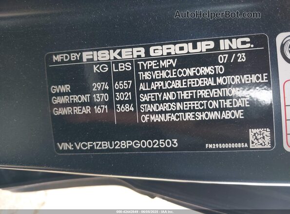 VCF1ZBU28PG002503 2023 FISKER OCEAN Gray Widok komory silnika
