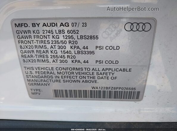 WA122BFZ6PP076595 2023 AUDI Q4 White Вид підкапотного простору