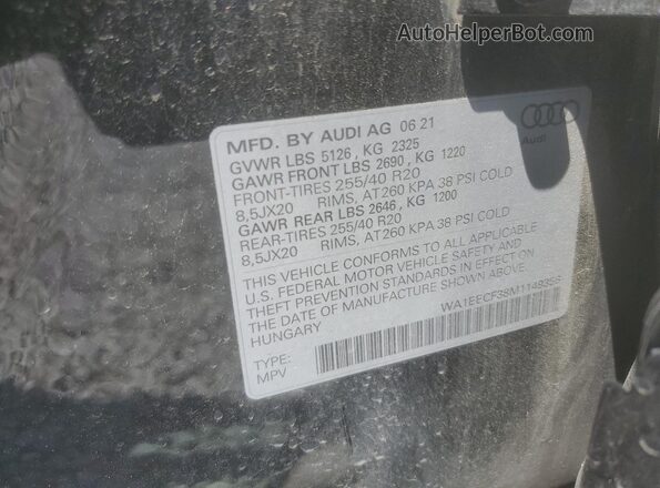 WA1EECF38M1149356 2021 AUDI Q3 Black VIN sticker view