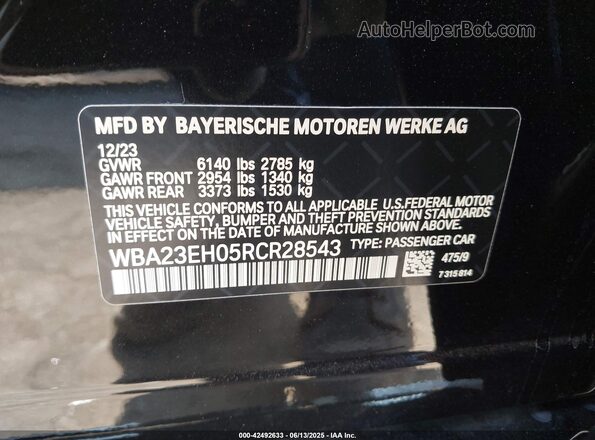 WBA23EH05RCR28543 2024 BMW 7 SERIES Black 