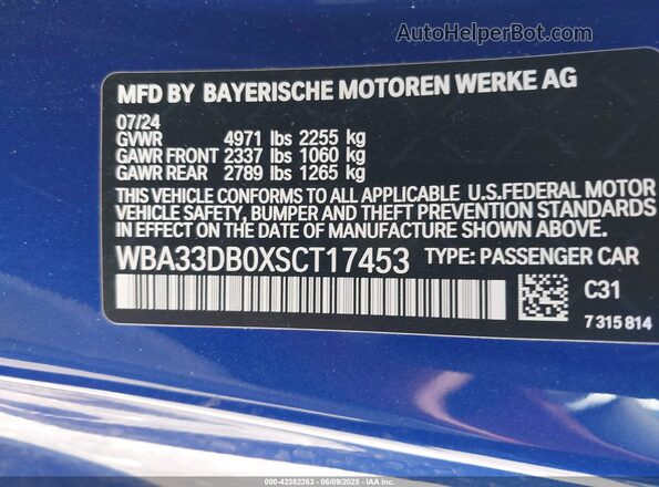 WBA33DB0XSCT17453 2025 BMW 7 SERIES Dark Blue 