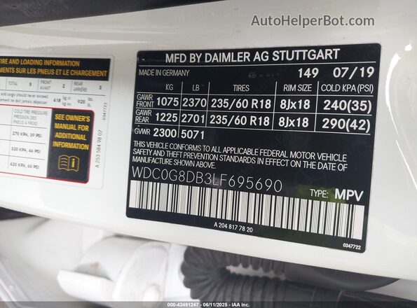 WDC0G8DB3LF695690 2020 MERCEDES-BENZ GLC 300 Белый Вид подкапотного пространства