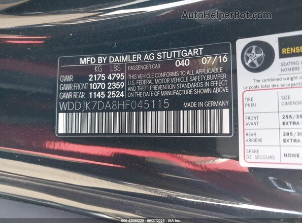 WDDJK7DA8HF045115 2017 MERCEDES-BENZ SL Black ძრავის განყოფილების ხედი