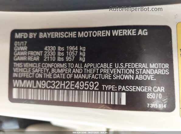 WMWLN9C32H2E49592 2017 MINI CLUBMAN Teal 