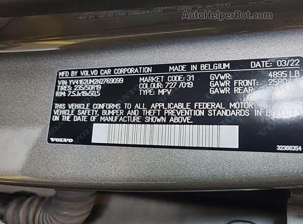 YV4162UM2N2769099 2022 VOLVO XC40  Vista frontal