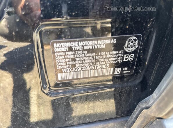 WBXJG9C08M5T96965 2021 BMW X1 Black 