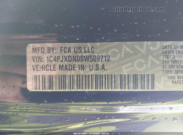 1C4PJXDN0SW509712 2025 JEEP WRANGLER Black Շարժիչի բաժամունքի տեսք