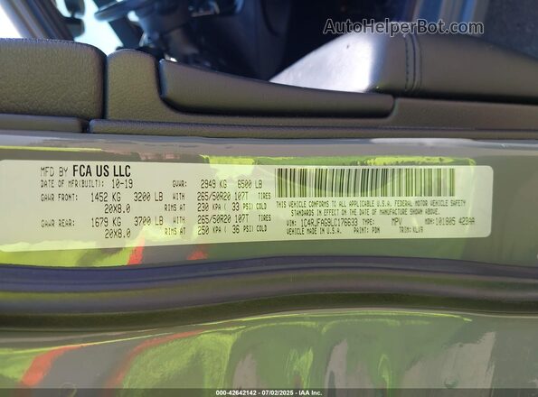 1C4RJFAG9LC176633 2020 JEEP GRAND CHEROKEE Gray Շարժիչի բաժամունքի տեսք