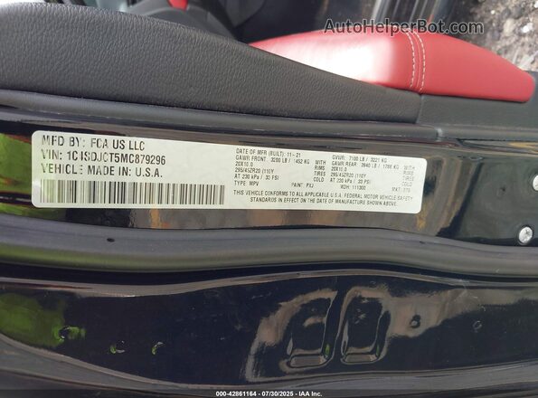 1C4SDJCT5MC879296 2021 DODGE DURANGO Black ძრავის განყოფილების ხედი
