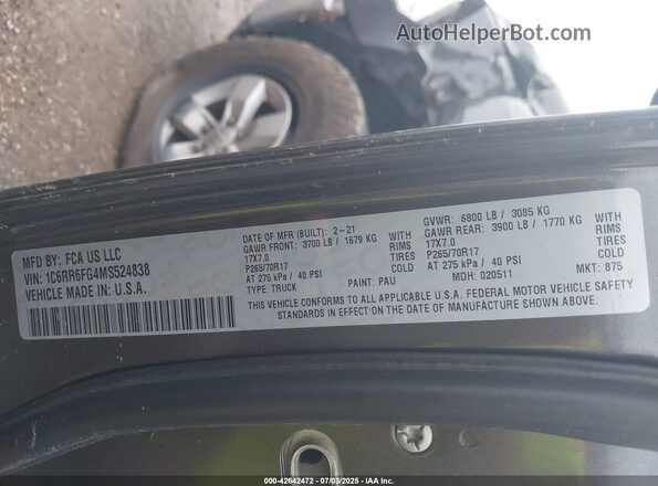 1C6RR6FG4MS524838 2021 RAM 1500 CLASSIC Черный 