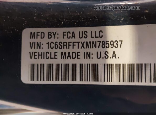 1C6SRFFTXMN785937 2021 RAM 1500 Blue ძრავის განყოფილების ხედი