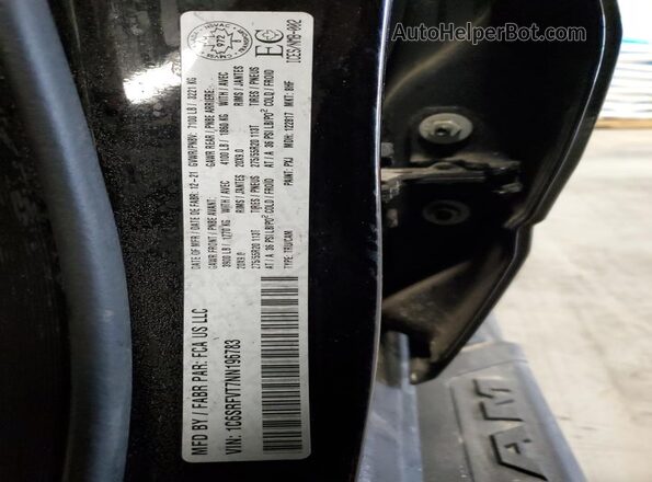 1C6SRFVT7NN196783 2022 RAM 1500 Black VIN կոդի պիտակի տեսք