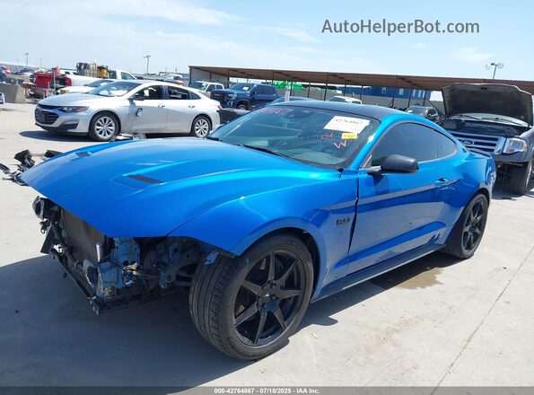 1FA6P8CF6M5139519 2021 FORD MUSTANG Синий Передняя левая четверть