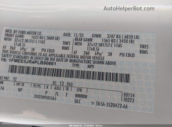 1FMEE5JR4PLB90861 2023 FORD BRONCO White Вид підкапотного простору