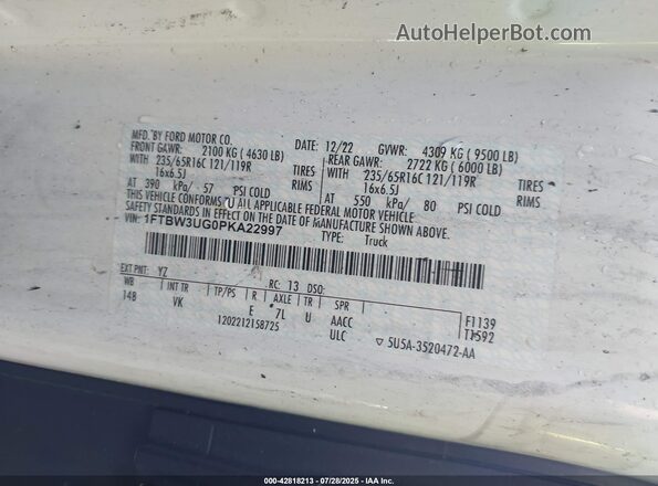 1FTBW3UG0PKA22997 2023 FORD TRANSIT-350 White ძრავის განყოფილების ხედი