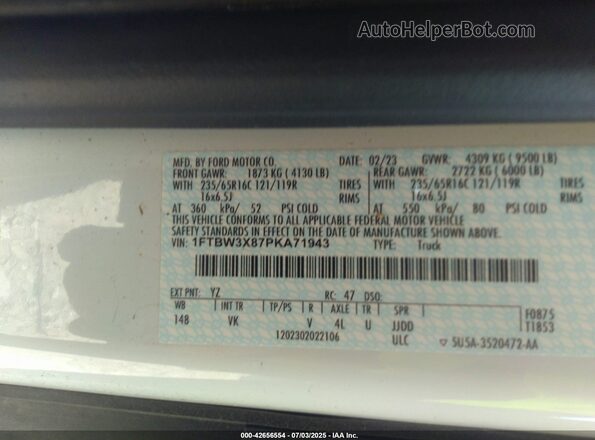 1FTBW3X87PKA71943 2023 FORD TRANSIT-350 Белый Вид подкапотного пространства