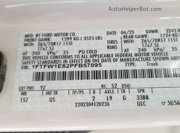 1FTFW1E82PFB57095 2023 FORD F150  