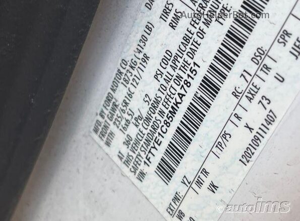 1FTYE1C85MKA78151 2021 FORD TRANSIT-150  Вид салону спереду