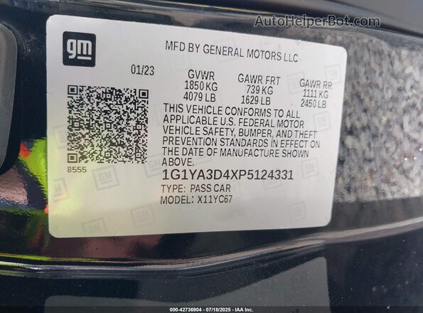 1G1YA3D4XP5124331 2023 CHEVROLET CORVETTE Black Engine compartment view