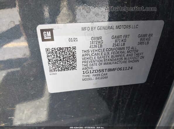 1G1ZD5ST8MF061124 2021 CHEVROLET MALIBU Gray Շարժիչի բաժամունքի տեսք