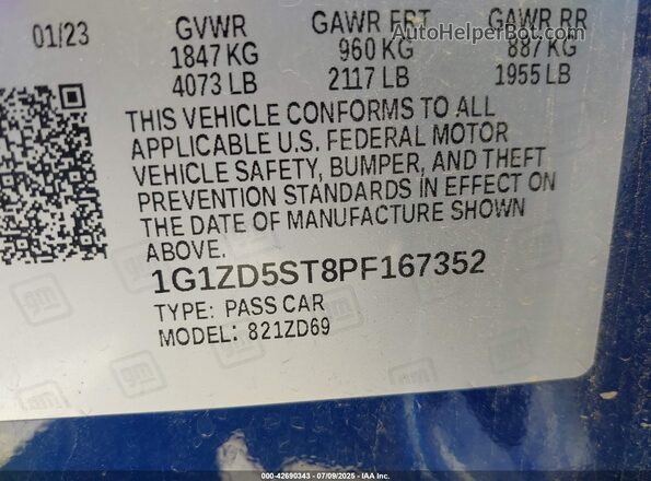 1G1ZD5ST8PF167352 2023 CHEVROLET MALIBU Синий Вид подкапотного пространства