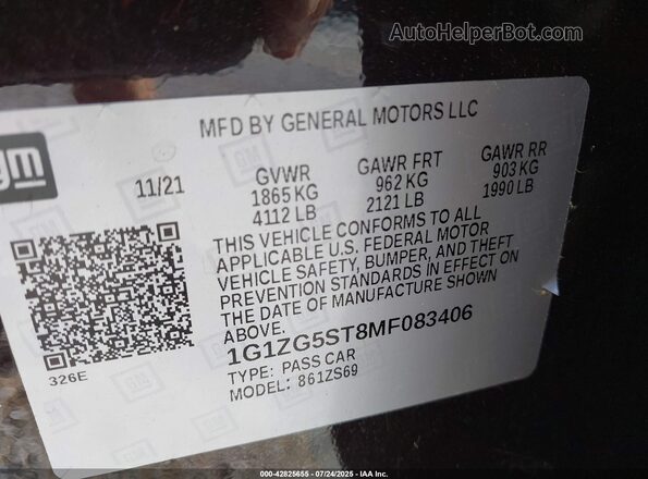 1G1ZG5ST8MF083406 2021 CHEVROLET MALIBU Purple Vista del compartimento del motor