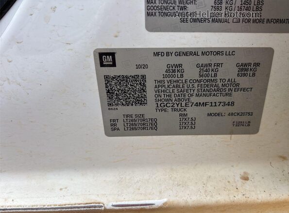1GC2YLE74MF117348 2021 CHEVROLET SILVERADO  
