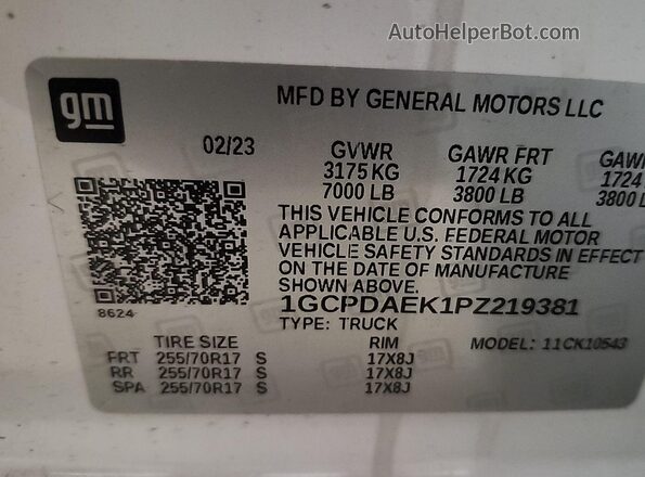 1GCPDAEK1PZ219381 2023 CHEVROLET SILVERADO  Вид щитка приладів