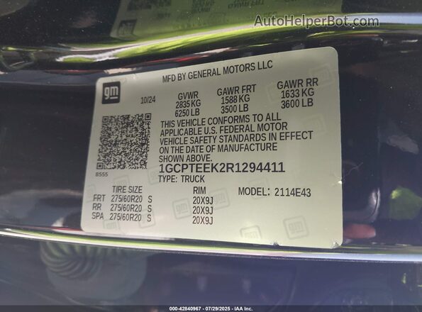1GCPTEEK2R1294411 2024 CHEVROLET COLORADO Black Вид підкапотного простору