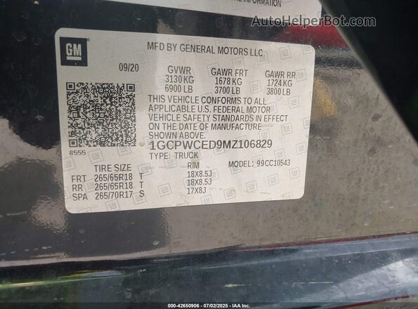 1GCPWCED9MZ106829 2021 CHEVROLET SILVERADO Black Շարժիչի բաժամունքի տեսք