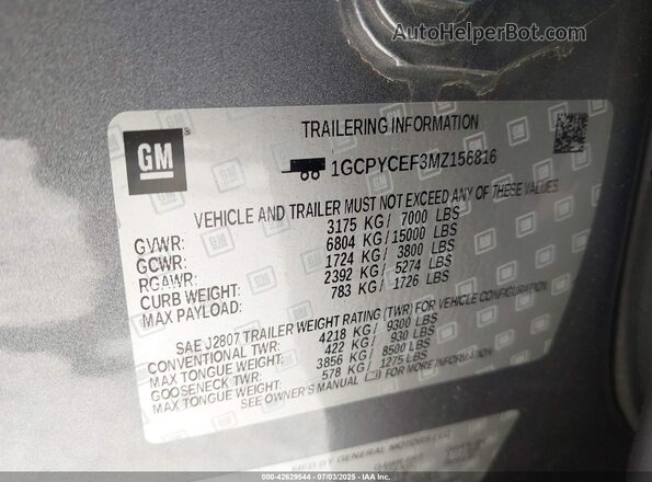 1GCPYCEF3MZ156816 2021 CHEVROLET SILVERADO Gray Շարժիչի բաժամունքի տեսք