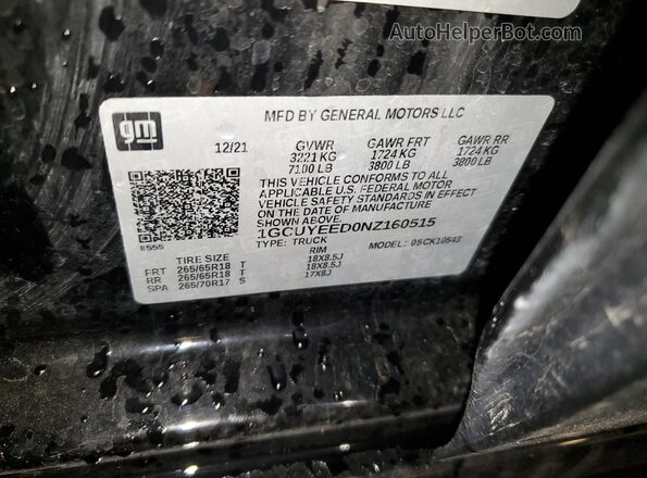 1GCUYEED0NZ160515 2022 CHEVROLET 1500 Black 