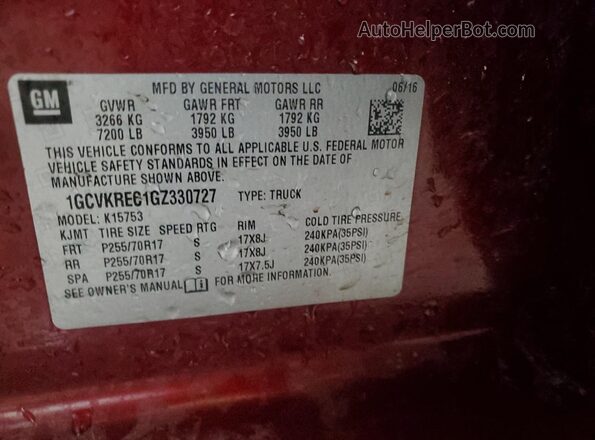1GCVKREC1GZ330727 2016 CHEVROLET 1500 Burgundy 
