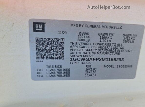 1GCWGAFP2M1166293 2021 CHEVROLET EXPRESS  