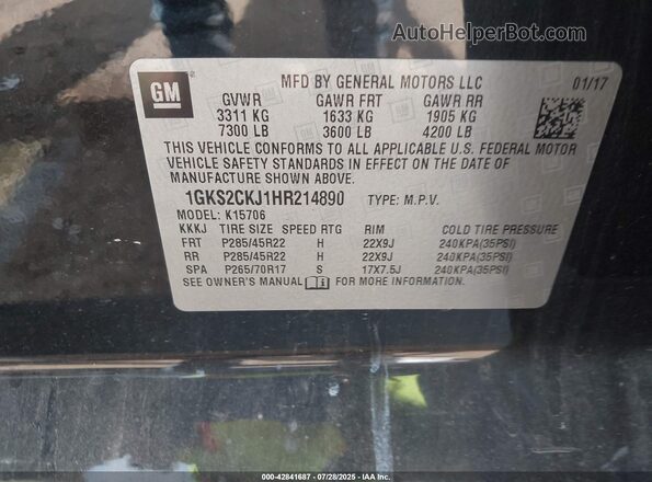 1GKS2CKJ1HR214890 2017 GMC YUKON Black Вид підкапотного простору