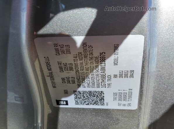1GTH5BEA8M1136975 2021 GMC CANYON Gray Вид наклейки з VIN-кодом
