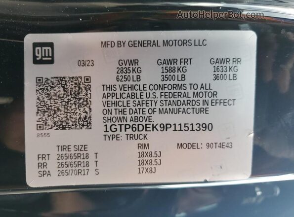 1GTP6DEK9P1151390 2023 GMC CANYON Black 