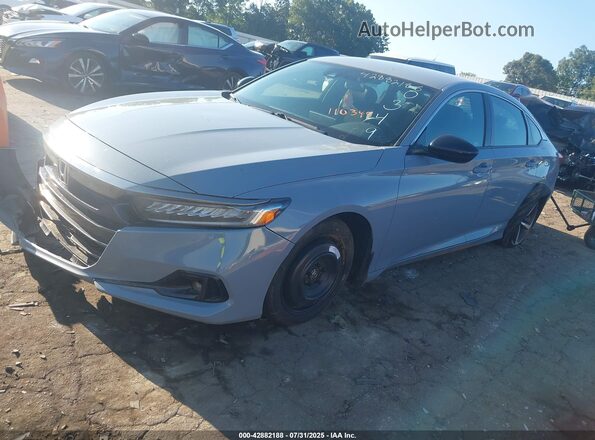 1HGCV1F3XMA110349 2021 HONDA ACCORD Синий Передняя левая четверть