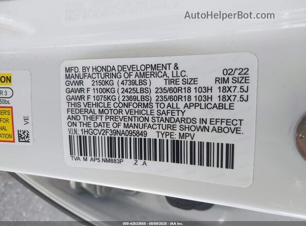 1HGCV2F3XKA036367 2019 HONDA ACCORD White 