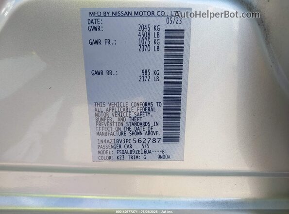 1N4AZ1BV3PC562787 2023 NISSAN LEAF Серебряный Вид подкапотного пространства