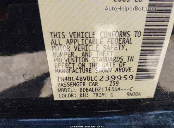 1N4BL4BV0LC239959 2020 NISSAN ALTIMA Black Engine compartment view