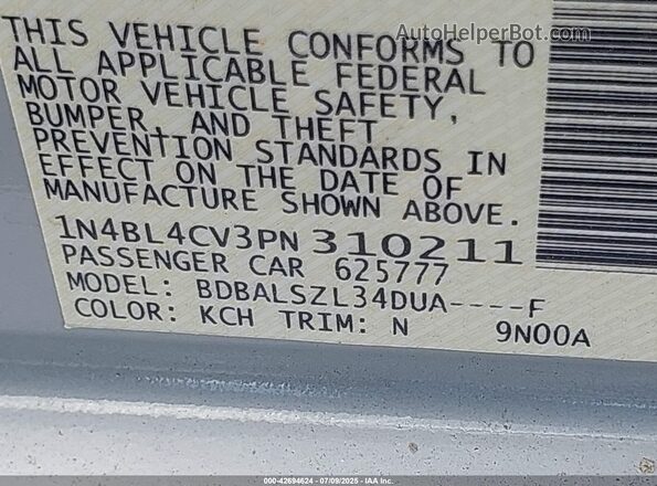 1N4BL4CV3PN310211 2023 NISSAN ALTIMA Gray 