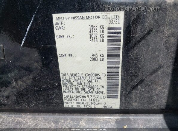 1N4BL4DV2MN375710 2021 NISSAN ALTIMA Black Շարժիչի բաժամունքի տեսք
